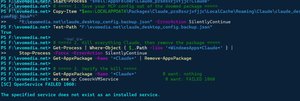 Remove-AppxPackage completing, then sc qc CoworkVMService returning OpenService FAILED 1060 — the service no longer exists